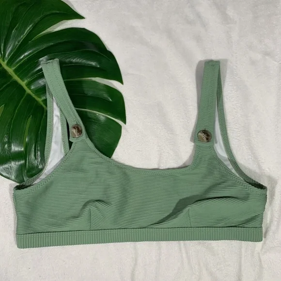 NEW 2PC Rhythm Palm Springs Ribbed Bikini‎ Top + Bottom in Eden [SZ Large ] SET - Picture 5 of 16